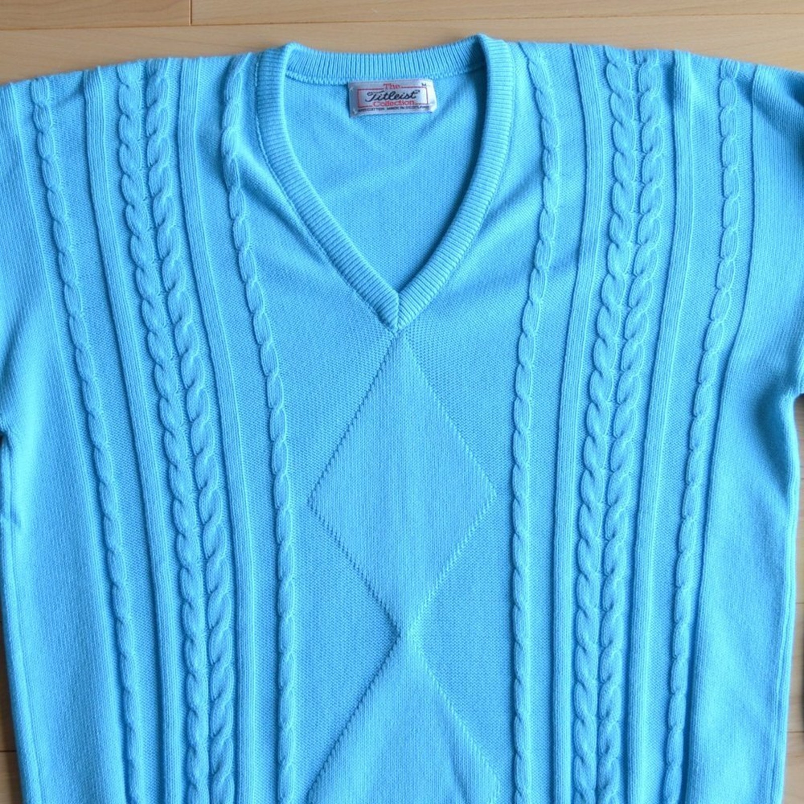 Nwt Vintage Titleist V Neck Cable Knit Sweater — image 3 of 5